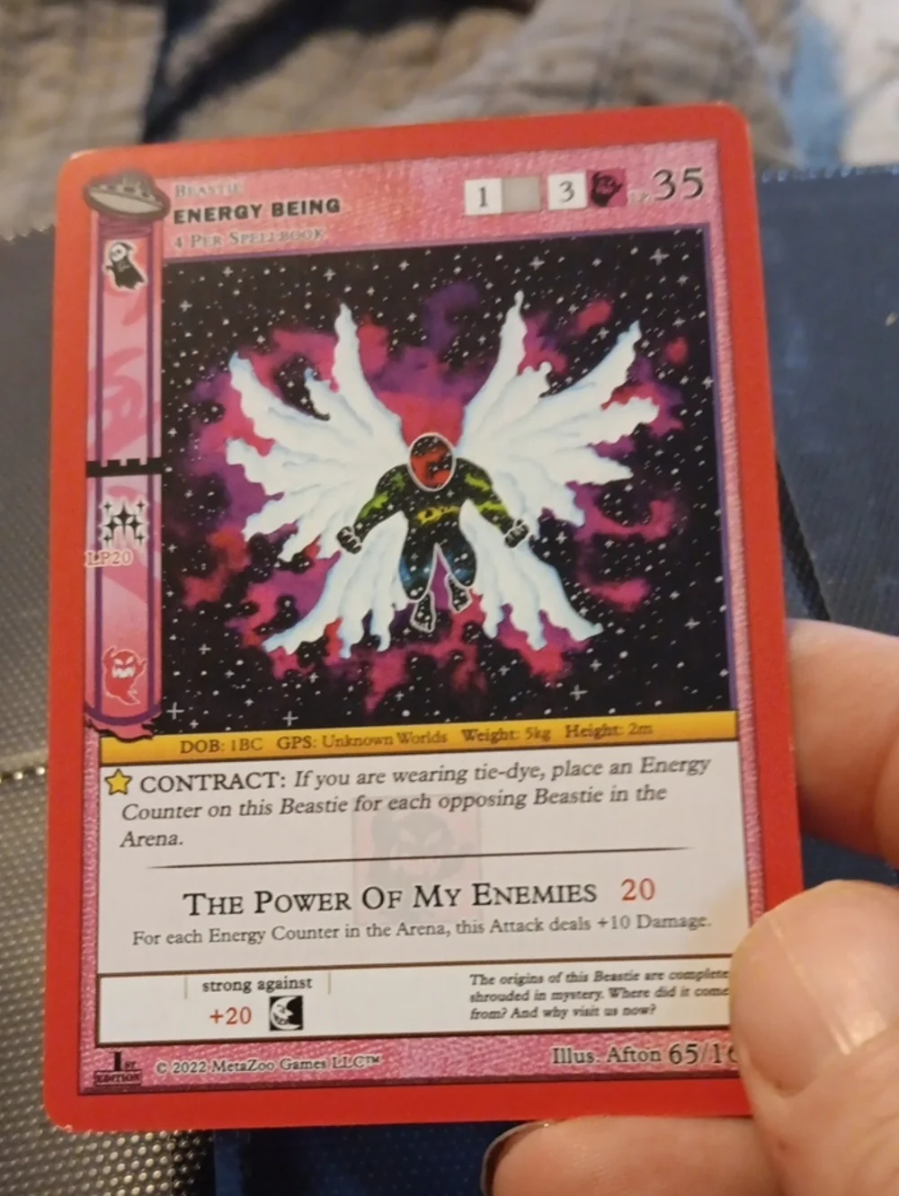 Pokemon Energy Being Trading Card - Red, Pink, White, Black